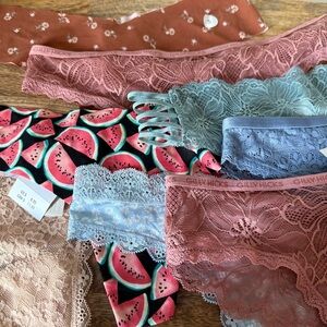 NWT 8 Pairs of Gilly Hicks No-Show and Lace Thongs/Cheeky Underwear - Size S